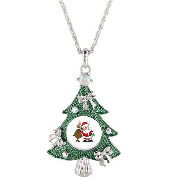 Snap Charm Christmas Tree Large Pendant Necklace Includes Chain and 3 Snaps - Picture 5 of 6